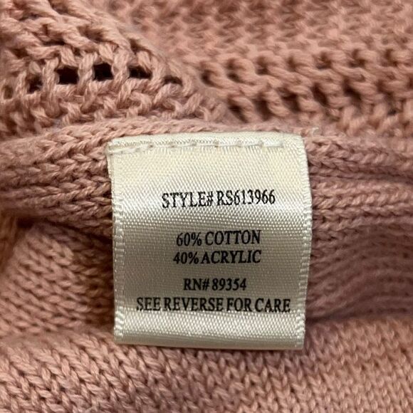 No Comment Blush Pink Open Knit Sweater - Size Medium - Picture 7 of 8